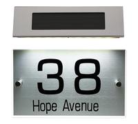 INOOMP Solar Address Sign Lamp with 18 LED Dual Color Lights, Solar-powered House Number Plaque for Outdoor Wall, Weather-resistant Solar Doorplate Light for Garden and Home Exterior