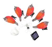 INOOMP Solar-Powered Acrylic Robin Bird String Lights for Outdoor Patio Festival Decorative Scene Lighting Waterproof LED Party Lamp with Sturdy Design