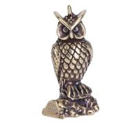 INOOMP Solid Brass Owl Pendant Decorative Keychain Creative Tea Pet Ornament Sturdy Polished Surface Unique DIY Jewelry Accessory Bronze Finish