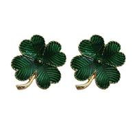 INOOMP St Patricks Day Accessories 2pcs Lucky Four Leaf Brooch Pin Badge - Green Four Leaf Shamrock Brooch 4 Irish Ireland Gold Spotted Broach Lapel Pin Patricks Day Irish