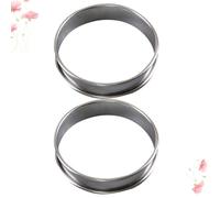 INOOMP Stainless Steel Mousse Ring Cake Mold 2Pcs Round Shape Non-Stick DIY Baking Tool for French Strawberry Citrus Tart Pastry Preparation