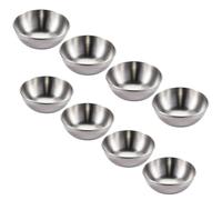 INOOMP Stainless Steel Sauce Dishes Appetizer Plates Round Silver 8pcs | Smooth-edge Finish, Hot and Cold Use, for Seasoning Powders, Oil, Restaurants and Sushi Dining