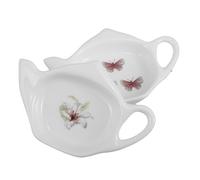 INOOMP Tea Bag Holder Dish and Offers Versatile Compatibility 2pcs Ceramic with Teapot Shape, Elegant Design Prevents Mess for Small Parties and Home Gatherings