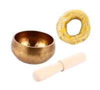 INOOMP Tibetan Singing Bowl Set to Dispel Distractions Producing Gentle and Peaceful Sound with Copper and Wood Material for Meditation and Yoga for Healers and Mindfulness Practice