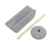 INOOMP Traditional Chinese Stone Mill Grinder with Hand Crank Compact Desktop Spice Smasher and Tea Leaf Roller Pestle for Authentic Home Use
