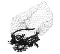 INOOMP Vintage Black Mourning Veil Headband Made of Fabric with Decorative Effect, Bridal Veil Headpiece for Wedding and Cocktail Party Accessories