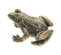 INOOMP Vintage Brass Frog Tea Pet Sculpture Small Desktop Figurine for Tearoom Office Study and Car Decoration Adorable Collectible Gift for Holidays and Housewarming