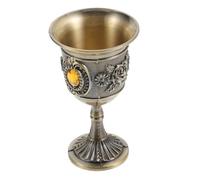 INOOMP Vintage Goblet Drinking Cup with Flat Bottom Smooth Surface Retro Beverage Chalice for Home Use Elegant European Style Multipurpose Cup for Tea Alcohol Water Birthday and Wedding