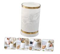 INOOMP Vintage Marble Ceramic Chopsticks Holder with Gold Trim Large Capacity Cutlery Organizer for Kitchen Tableware Storage Decorative Utensil Container for Household Use