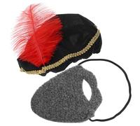 INOOMP Vintage Medieval Hat and Beard for Men Comfortable Renaissance Cap with Practical Beard for Halloween Party Cosplay Ren Faire and Performance Accessories