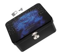 INOOMP Vintage Tinplate Storage Box with Secure Lock for Organizing Jewelry and Small Items, Stylish Blue Desk Box Suitable for Office and School Use