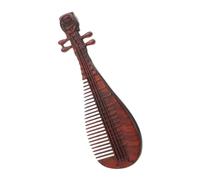 INOOMP Vintage Wooden Scalp Massage Comb with Intricate Pipa Design Fine Tooth for Women Relaxing Scalp Care and Hair Growth Elegant Retro Style Grooming Accessory