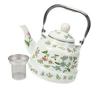 INOOMP Wear Resistant Enamel Tea Kettle with Infuser Stovetop Water Boiling Pot for Home Camping Heat Conductive Teapot for Brewing Tea Coffee Mulled Wine Gas Induction Cooker