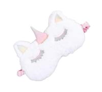 INOOMP White Fluffy Unicorn Design Sleeping Mask Eye Cover Lightweight Smooth Fabric Blindfold for Travel and Naps Comfortable Sleep Aid Eye Mask