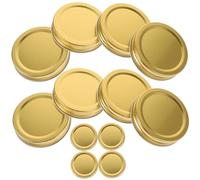 INOOMP Wide Mouth Mason Jar Lids 70mm Metal Canning Lids Leak-proof Food Storage Covers Golden 12pcs for Home Preserving and Jam Jars
