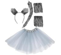 INOOMP Wolf Costume Cosplay Accessory Set with Plush Headband | Tail Prop, Gloves, Tutu Skirt, Party Performance Use, and Teens, Halloween Animal Theme