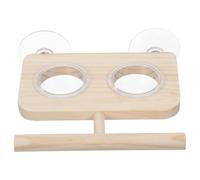 INOOMP Wood Suction Cup Bird Feeder for Windows with Stable Feeding Platform and Easy Installation, Khaki Colour, for Sparrows and Small Birds at Homes or Glass Surfaces