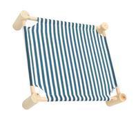 INOOMP Wooden Elevated Pet Sleeping Bed for Cats and Small Dogs Four Legged Indoor Cot with Washable Easy Assembly and Strong Support Cozy Year Comfort in Blue Striped Design