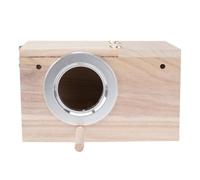 INOOMP Wooden Nesting Box for Parrot and Finches with Sturdy Reinforced Joints, Beige Bird Nesting Holder for Bird Watching and Backyard Breeding