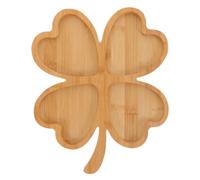 INOOMP Wooden Shamrock Serving Tray with Solid Construction and Excellent Load Bearing, Four-Leaf Clover Shaped Snack Plate for Small Bread Plate Appetizers and Everyday Holiday Use Such