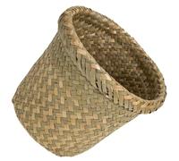 INOOMP Woven Trash Can Medium Round 18X14Cm Natural Color Pull Out Wastepaper Basket for Home Decor and Office Storage