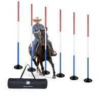 inoreal 6 Pcs Pole Bending Poles with Weighted Base for Horses, Adjustable Equestrian Sports Training Equipment for Horses, Agility Poles for Horses, Soccer, Football, Dog
