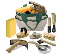 inoreal 9 Pieces Horse Grooming Kit with Organizer Tote Bag, Horse Brushes for Grooming and Bathing, Professional Equine Coat Care Tack Room Supplies Set, Gift for Horse Lover
