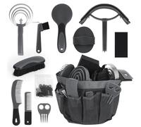 inoreal Horse Grooming Kit 12 Pcs - Complete Horse Brushes & Care Supplies Set with Organizer Tote Bag, Equine Coat Grooming Tools, Tack Room Equipment & Gifts for Horse Owners & Lovers