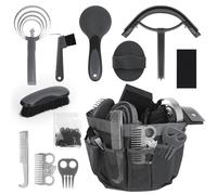 inoreal Horse Grooming Kit 12 Pcs - Complete Horse Brushes & Care Supplies Set with Organizer Tote Bag, Equine Coat Grooming Tools, Tack Room Equipment & Gifts for Horse Owners & Lovers