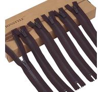 INOTIONSTYLE Eco-Recycled Zip 22 CM / 8 Inch #5 Brown Plastic Zipper with Oeko-TEX Standard 100 for Tool Pouches 6 PCS 22D101690