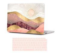 iNOTOGG Compatible with MacBook Air 13 Inch Case 2021 2020-2018 Release A2337 M1 A2179 A1932, Hard Shell Plastic Case with Keyboard Cover for New MacBook Air 13 with Touch ID, Pink Mountain