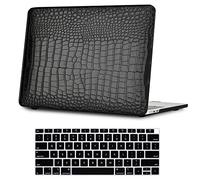 iNOTOGG Compatible with MacBook Air 13 Inch Case 2021 2020-2018 Release A2337 M1 A2179 A1932, PU Leather Hard Case with Keyboard Cover for New MacBook Air 13 with Touch ID, Black Leather