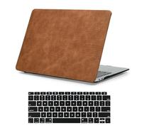 iNOTOGG Compatible with MacBook Air 13 inch Case M5 2026 M4 M3 M2 2025-2022 A3449 A3240 A3113 A2681, Vintage PU Leather Air 13.6 Inch Case Anti-Scratch Hard Shell Case with Keyboard Cover, Light Brown
