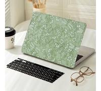 iNOTOGG Compatible with MacBook Air 13 inch Case M5 2026 M4 M3 M2 2025-2022 A3449 A3240 A3113 A2681, Embossed PU Leather Air 13.6 Case Hard Shell Protective Case with Keyboard Cover, Garden Green