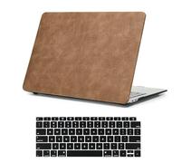 iNOTOGG Compatible with MacBook Air 13 inch Case M5 2026 M4 M3 M2 2025-2022 A3449 A3240 A3113 A2681, Vintage PU Leather Air 13.6 Inch Case Anti-Scratch Hard Shell Case with Keyboard Cover, Dark Brown