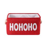 INough Christmas Baskets with Handles, Festive Holiday Hampers Large Red Storage Basket for Kids, Christmas Hamper Decorations Organizer Chunky Knitted Yarn Gift Baskets Empty for Toys, Blanket