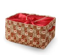 INough Christmas Ornament Storage Box Holiday Decoration Organizer, Christmas Basket for Kids Large Gifts Baskets Empty with Handles Christmas Santa Sack with Drawstring (Medium, OH)