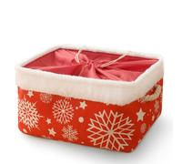 INough Christmas Ornament Storage Box Holiday Decoration Organizer, Christmas Basket for Kids Large Gifts Baskets Empty with Handles Christmas Santa Sack with Drawstring (Large, Snowflake)