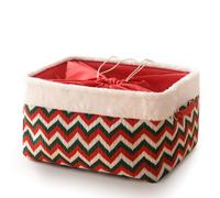 INough Christmas Ornament Storage Box Holiday Decoration Organizer, Knitted with Bulky Yarn Christmas Basket for Kids Gifts Baskets Empty with Handles Santa Sack with Drawstring (Large, Green Wave)