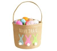 INough Easter Basket Bunny Bag For Egg Hunting Jute Easter Buckets for Kids Rabbit Stuffers Storage for Babies Toddler Newborn Bunny Trail Bags Easter Totes for Party
