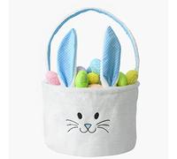 INough Easter Basket for Toddler Kids Fluffy Easter Bunny Basket for Boy&Girl,Boys Easter Gifts Baskets with Foldable Ears Easter,Baby Bags for Girls,Easter Basket Stuffers for Easter Egg Hunts (Blue)