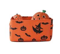 INough Halloween Basket Spooky Baskets for Adults, Collapsible Gift Baskets Toy Storage with Handles Halloween Stuffers Box Boo Storage Bins Large Candy Basket with Drawstring Closure