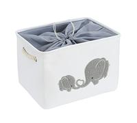 INough Large Toys Basket Fabric Toy Box, Empty Gift Basket Kids Bath Toy Storage Organizer, Storage Basket with Drawstring Closure for Wipes Diapers, Kidsroom Nursery Room Home Decor (Elephant)