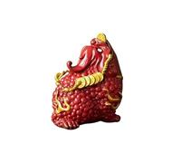 INOUJEKER Ceramic Red Three-Legged Money Toad Figurine - Chinese Style Feng Shui Wealth Frog for Home, Office, Entryway Decoration - Lucky Ornament(Red)