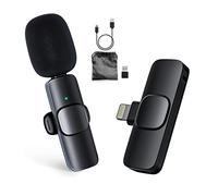 Inov8 AM1050 Wireless Lavalier/Lapel Microphone with Lightning Connector for iOS, iPhone X/XS/8/11/12/13 & iPad. Plug and Play with Transmittor TX and Reciever RX,Black