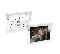 Inov8 Framing Premium Diamond Cut Double Sided Acrylic Picture Frame -for Two 5x7 inch (12x17cm) Photos, Silver