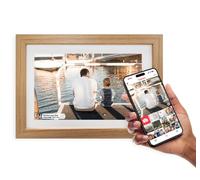 Inov8 Framing Smart WiFi 10.1 Inch High Res 32GB Touch Screen Digital Picture Frame + Frameo. Send & Share 100’s Photos/Videos via iOS & Android Devices from any location. White w/Light Oak Frame.