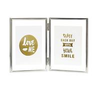 Inov8 Framing Tarnish Resistant Silver Designer Floating Double Picture Frame with Thin Bead Edge Design for Two 5x7 inch (12x17cm) Photos