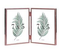 Inov8 Framing Tarnish Resistant Silver Plated Picture Frame - Rose Gold Thin Edge Double Frame Design for Two Photos 7x5 Inch (18x12cm)