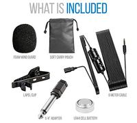 Inov8 Pro Clip-On 3.5mm Lavalier (lapel) Condenser Microphone & Windshield for your Laptop/Smartphone/DSLR Camera and for Zoom/Teams/Video Conference/Vlogging/Podcast